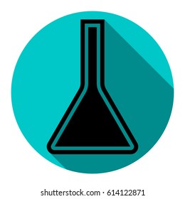 Jug icon illustration. Vector. Flat black icon with flat shadow on royal yellow circle with white background. Isolated.