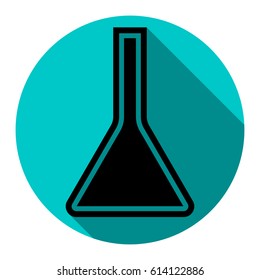 Jug icon illustration. Vector. Flat black icon with flat shadow on royal yellow circle with white background. Isolated.