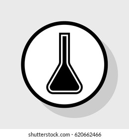 Jug icon illustration. Vector. Flat black icon in white circle with shadow at gray background.