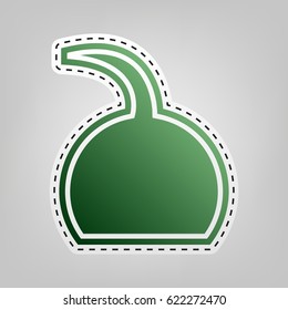 Jug icon illustration. Vector. Green icon with outline for cutting out at gray background.