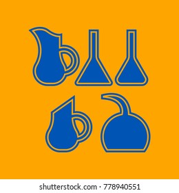 Jug icon illustration. Vector. Medium teal blue icon on orange background.