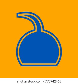 Jug icon illustration. Vector. Medium teal blue icon on orange background.