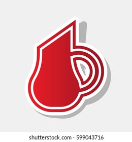 Jug icon illustration. Vector. New year reddish icon with outside stroke and gray shadow on light gray background.