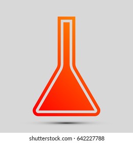 Jug icon illustration. Vector. Orange, red-yellow icon with shadow on gray background.
