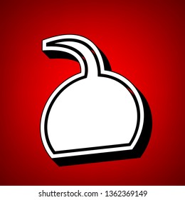 Jug icon illustration. Vector. Perspective view of white icon with black outline at reddish background.
