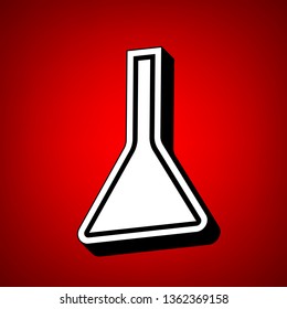 Jug icon illustration. Vector. Perspective view of white icon with black outline at reddish background.