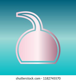 Jug icon illustration. Vector. Pink bronze gradient icon at turquoise gradient background.