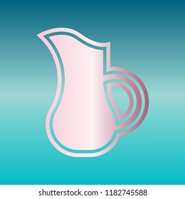 Jug icon illustration. Vector. Pink bronze gradient icon at turquoise gradient background.