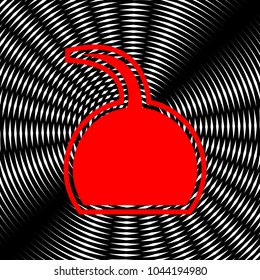 Jug icon illustration. Vector. Red icon on white and black radial interference as background.