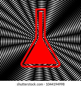Jug icon illustration. Vector. Red icon on white and black radial interference as background.