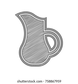 Jug icon illustration. Vector. Shaded gray icon on white background. Isolated.