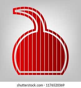 Jug icon illustration. Vector. Vertically divided icon with colors from reddish gradient in gray background with light in center.