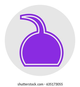 Jug icon illustration. Vector. Violet flat icon on light gray circle at white background. Isolated.