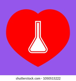 Jug icon illustration. Vector. White icon in red heart at lavender background.