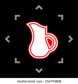 Jug icon illustration. Vector. White icon in gray focus like mandala on black background.