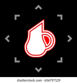 Jug icon illustration. Vector. White icon in gray focus like mandala on black background.
