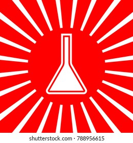 Jug icon illustration. Vector. White icon on red sun with rays as background. Isolated.