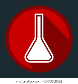 Jug icon illustration. White icon with shadow on round red button at dark cyan background. Illustration.