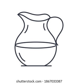 Jug-Symbol, lineare einzelne Illustration, dünne Linie, Webdesign-Zeichen, Umrisssymbol mit bearbeitbarem Strich auf weißem Hintergrund.