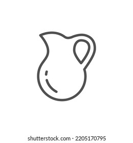 Jug-Symbol, lineare einzelne Illustration, dünne Linie, Webdesign-Zeichen, Umrisssymbol mit bearbeitbarem Strich auf weißem Hintergrund.