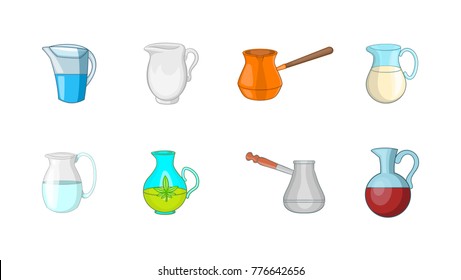 Jug icon set. Cartoon set of jug vector icons for web design isolated on white background