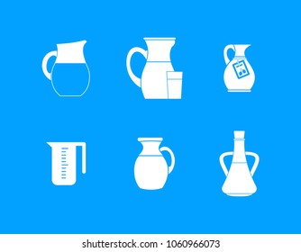 Jug icon set. Simple set of jug vector icons for web design isolated on blue background