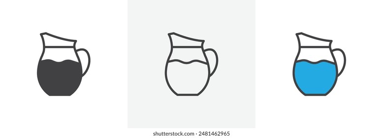 Jug icon symbol collection on white background.