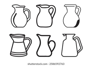 Jug icon symbol collection on white background.
