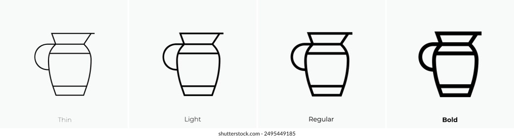 jug icon. Thin, Light Regular And Bold style design isolated on white background