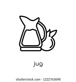 jug icon. Trendy modern flat linear vector jug icon on white background from thin line Drinks collection, outline vector illustration