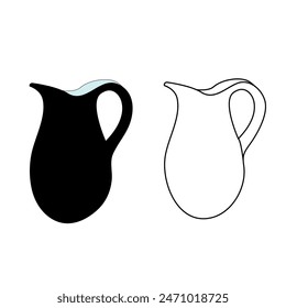 Jug icon vector simple illustration design,black and white on white background.