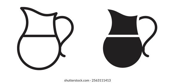 Jug icons in black line and filled versions