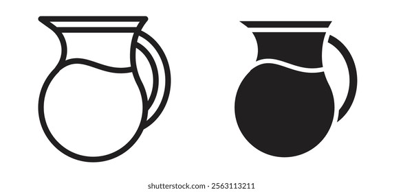 Jug icons in black line and filled versions