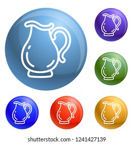 Jug icons set vector 6 color isolated on white background