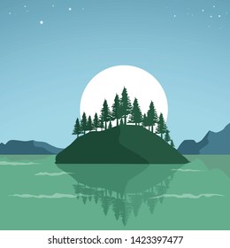 Jug Island Beach Flat Design Vector.jug Island Illustration