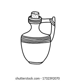 The jug is isolated on a white background. A vessel, a Doodle-like bottle. Vector illustration