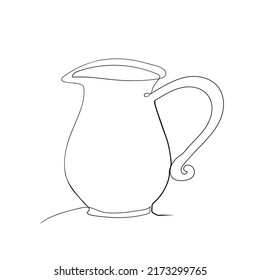 jug line art drawing style, the jug sketch black linear isolated on white background, the best jug one line art vector illustration.