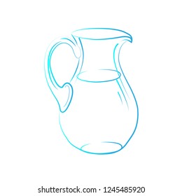 Jug linear sketch hand drawn illustration isolated on white background - vector illustration