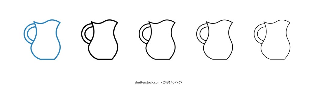 Jug liner icon vector set.