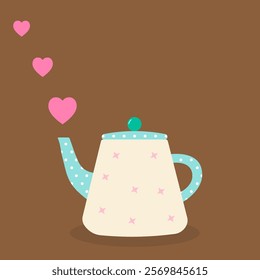 Jug of love.Valentine element.Smoke of heart.Vector graphic illustration.Valentine's day icon.