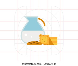 Jug with milk and cookies
