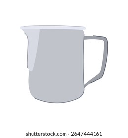 jarra de leite de espuma caricatura jarro. alça de bico, arte em café, vapor espresso jarro de leite de espuma sinal jarro. símbolo isolado ilustração vetor