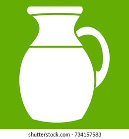 Jug of milk icon white isolated on green background. Vector illustration