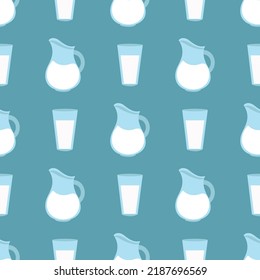 Patrón de jug y leche sobre fondo verde para el diseño web. Imagen vectorial para uso en diseño textil