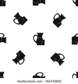 Jug of milk pattern repeat seamless in black color for any design. Vector geometric illustration