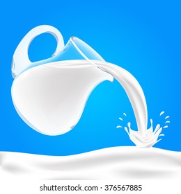 Jug of milk. Milk splash.