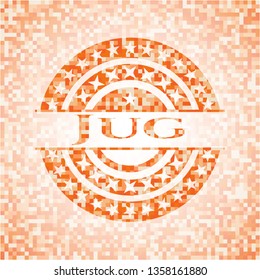 Jug  orange tile background illustration. Square geometric mosaic seamless pattern with emblem inside.
