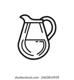 Jug outline water icon black bottle art design.