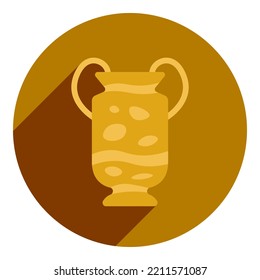 jarra, olla. icono, logotipo en forma plana de olla o jarra. marrón plano con el logo de la sombra. para hanukkah. icono del navegador web.