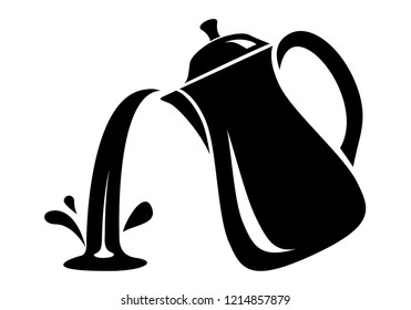 Jug pour out milk or water canister. Simple icon of pitcher logotype vector illustration for web or print design.